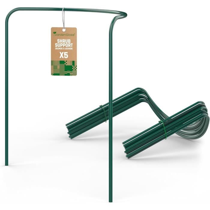 Kit De 6 Tuteurs Demi-cercle Pour Plantes - Support Grimpantes Vert - 14,5x15 Cm Et 25 Cm - 4