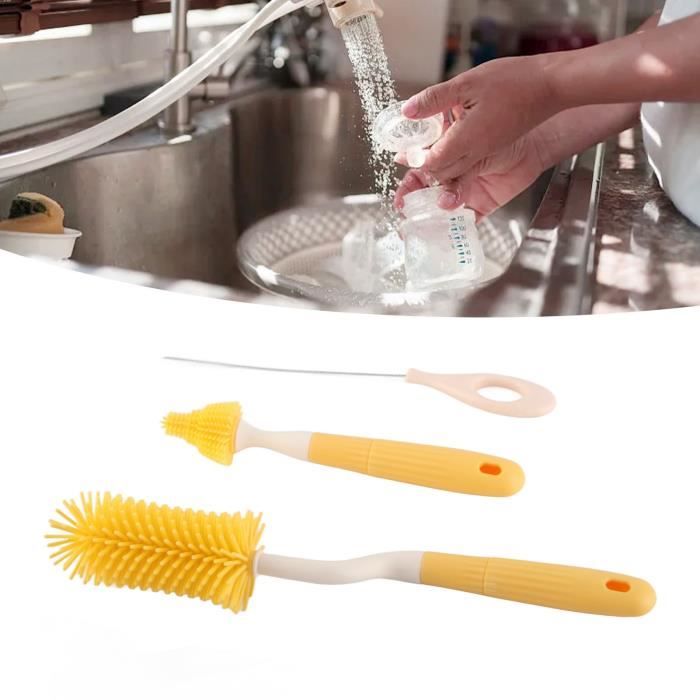 Kit De Nettoyage Biberons Voyage Bébé - Avec Brosse, Distributeur Savon, étui Rangement | Nettoyage Sans BPA, Portable, Pour Tétines Et Pailles