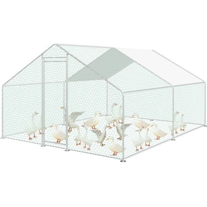 SWANEW Poulailler poulailler galvanisé lapin cage 3x4x2m poulailler