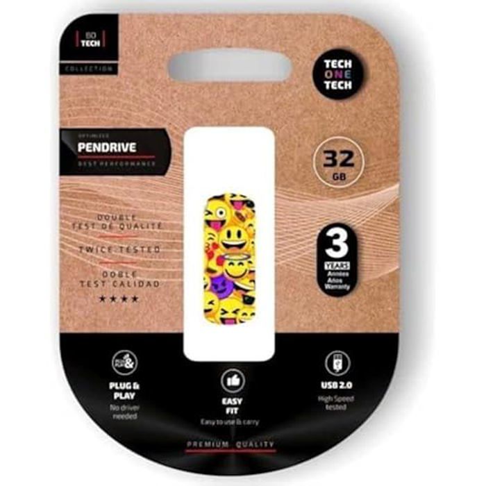 Tech-one-tech Pendrive Tech One TEC4401-32 32GB USB 2.0 Multicolore Tapa Clip - vue 2