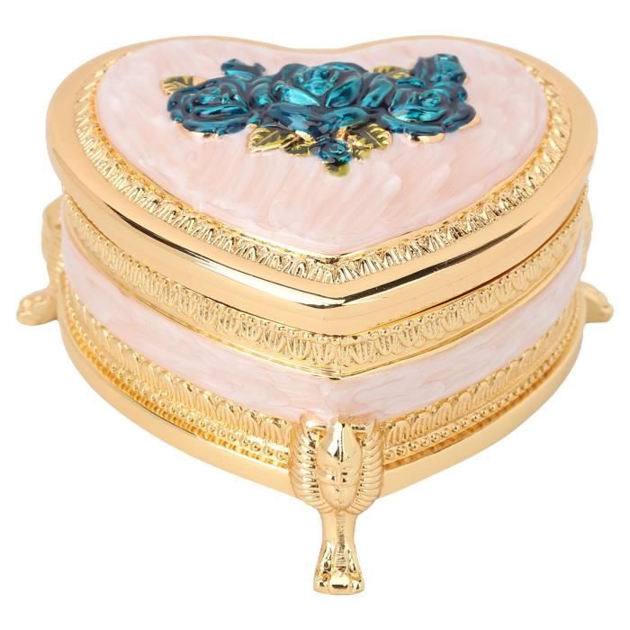 Boîte à Bijoux En Forme De Cœur - Métal Zinc Noir Velours - Fermeture Magnétique - Neuf
