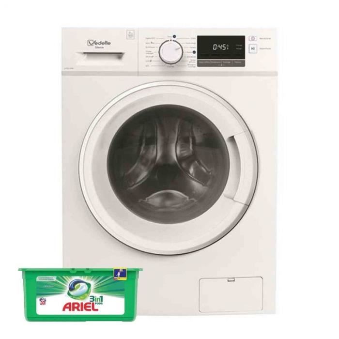 Lave-linge frontal 9kg 1400trs/min Moteur Induction VEDETTE - Machine à laver hublot 56 Blanc