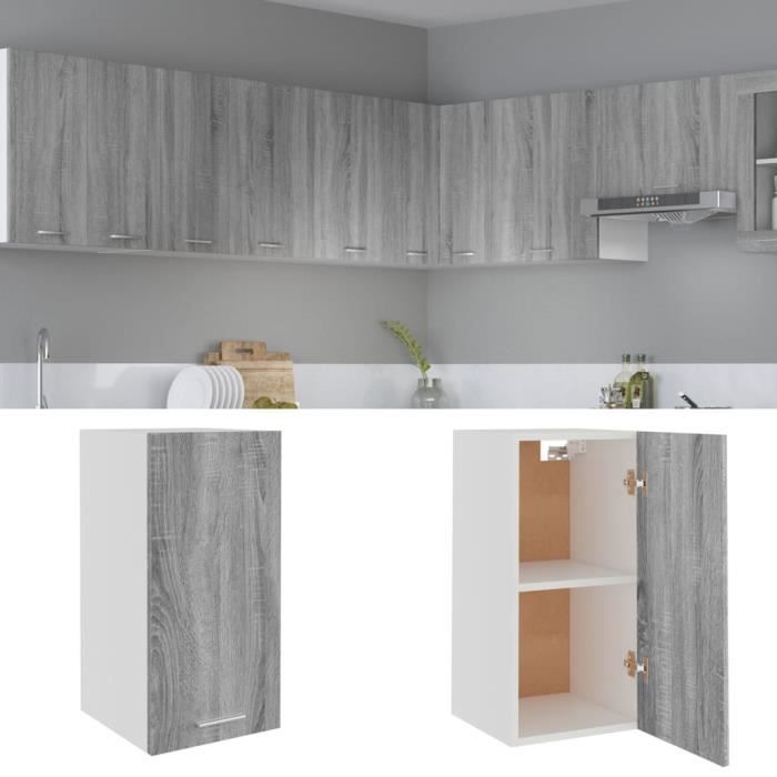 "promo"commode armoire suspendue - meuble haut de cuisine lmt sonoma gris 29,5x31x60 cm bois d'ingénierie 9,9kg