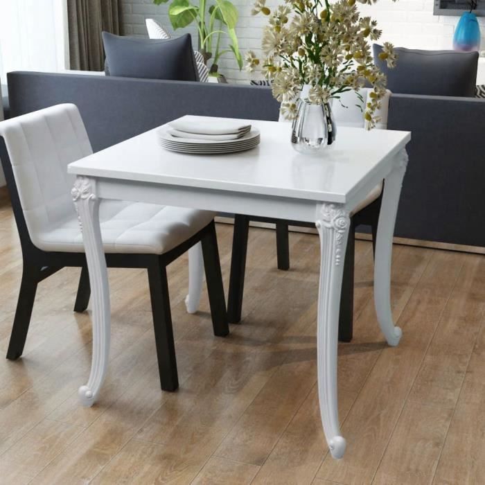 table de salle à manger - vidaxl - 80 x 80 cm - blanc brillant - design contemporain