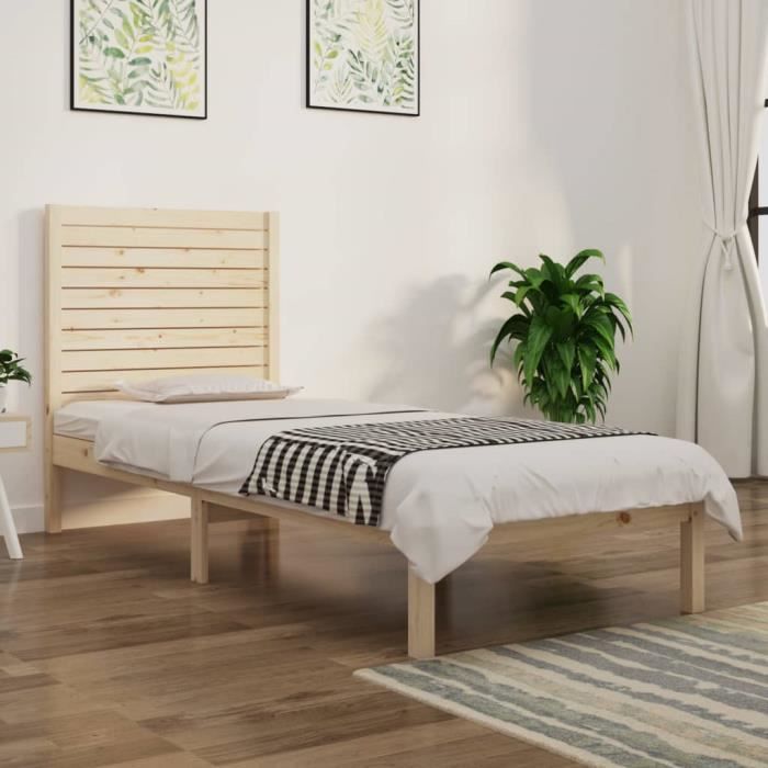 vidaXL Cadre de lit bois massif 90x190 cm simple 3104573
