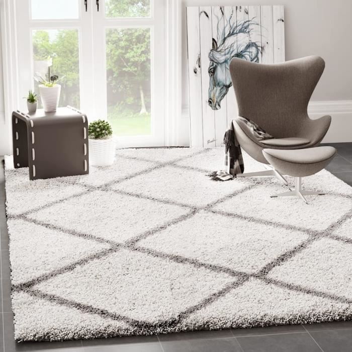 tapis shaggy berbere creme 140x200 cm cdiscount maison