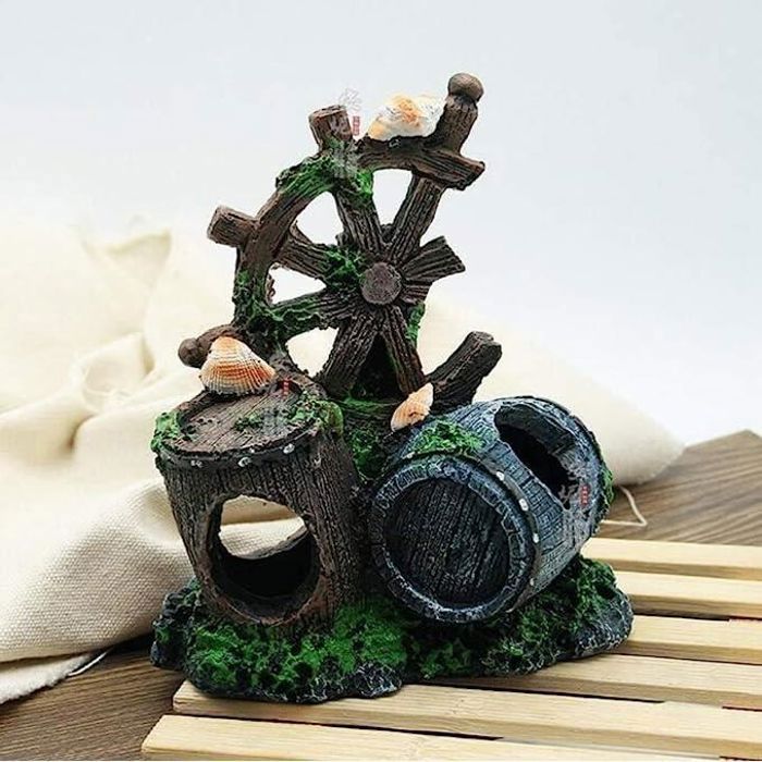 Meilleurs prix pour Ornement d'aquarium - Résine Fish Tank non toxique Ornement brisé Barrel Cave Aménagement Décoration