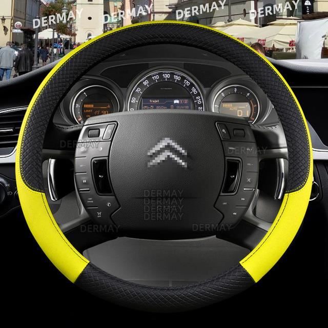 Couverture de volant,O shape Yellow--Pour citroën C1 C2 C3 C4 C5 C4L ...