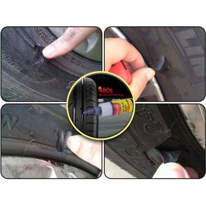 OPI03598-KIT REPARATION PNEU,Colle adhésive pour réparation de pneus, Super  calfeutrage, colle pour réparation de pneus de voiture - Cdiscount Auto