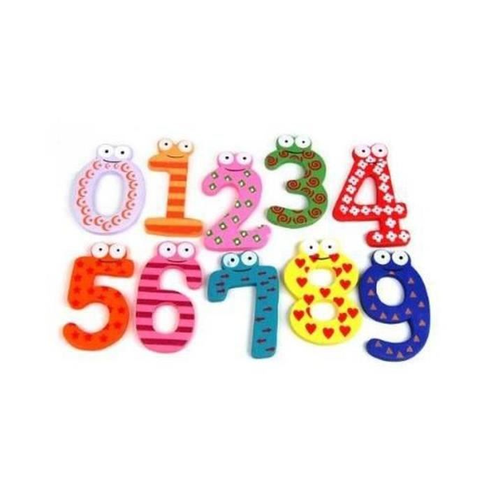 Numeros colorees magnetiques en bois 0-9-Aimants jouets pour education Numeros colorees magnetiques en bois 0-9-Aimants jouets pour education