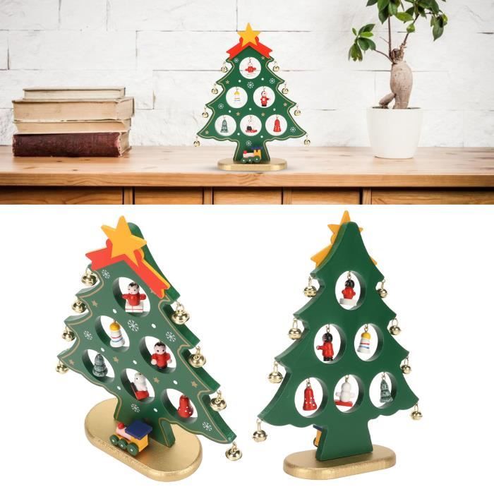 Zerodis arbre de Noël en bois Sapin de Noël en bois Ornement de bureau