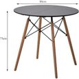 BenyLed Table de Salle à Manger Ronde Moderne 80 cm avec Pieds en Bois e Cadre en métal (Noir)-1
