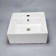 Vasque de salle de bain - RUE DU BAIN - Semi-encastrable carrée céramique - Blanc - 41x41 cm-1