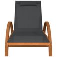 Bains de soleil - Chaise longue avec coussin gris textilène-bois massif peuplier - SALALIS - SP0230-1