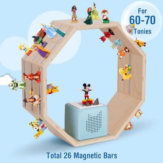 Little Goldie® Tonie Étagère - Pour Jusqu'à 32 Figurines Tonie (magnétique) - Motif Bus Pour Garçons Et Filles - à Poser Ou à Suspendre - Bleu Clair