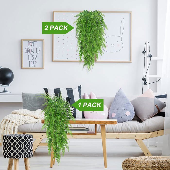 Lot De 4 Plantes Artificielles Suspendues En Plastique - Longueur 90 Cm, Pour Intérieur/extérieur