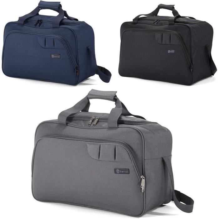 Borsa Da Viaggio Sotto Sedile 40x25x20 Cm - Tela Cotone Robusta Per Aerei Ryanair, Wizzair, EasyJet - Nero
