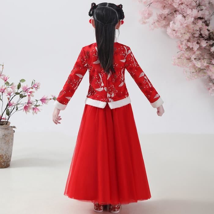 Robe filles rouge polaire hiver robe de princesse vetements 3 12 ans Rouge Cdiscount Pret a Porter