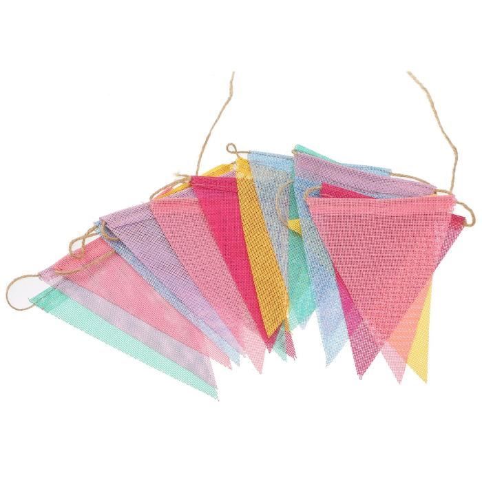 Guirlande De Fanions En Jute - 60 Drapeaux Triangles Multicolores - Décoration Fête, Mariage, Anniversaire