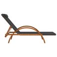 Bains de soleil - Chaise longue avec coussin gris textilène-bois massif peuplier - SALALIS - SP0230-2