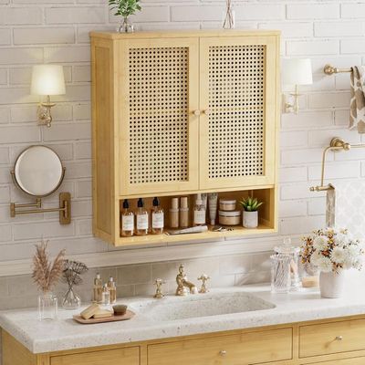 Armoire De Salle De Bain En Bambou Avec 3 étagères Et 2 Tiroirs Antiderapante Rangement Polyvalent Pour Espace Toilette 97161633