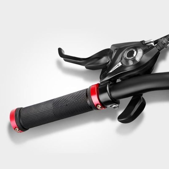 Poignées De Vélo Double Verrouillage (Lock-On) - Aluminium, 22.2mm, Avec Embouts - Noir