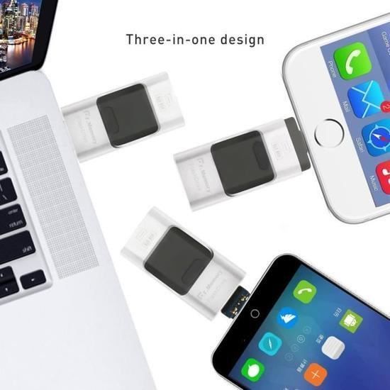 Clé USB 64 go 3 en 1 Compatible IOS/Android Pour Apple Iphone X/8/7/6/5  Samsung/Ipad/Macbook/Windows/PC/Tablet OTG Flash Pen - Cdiscount  Informatique