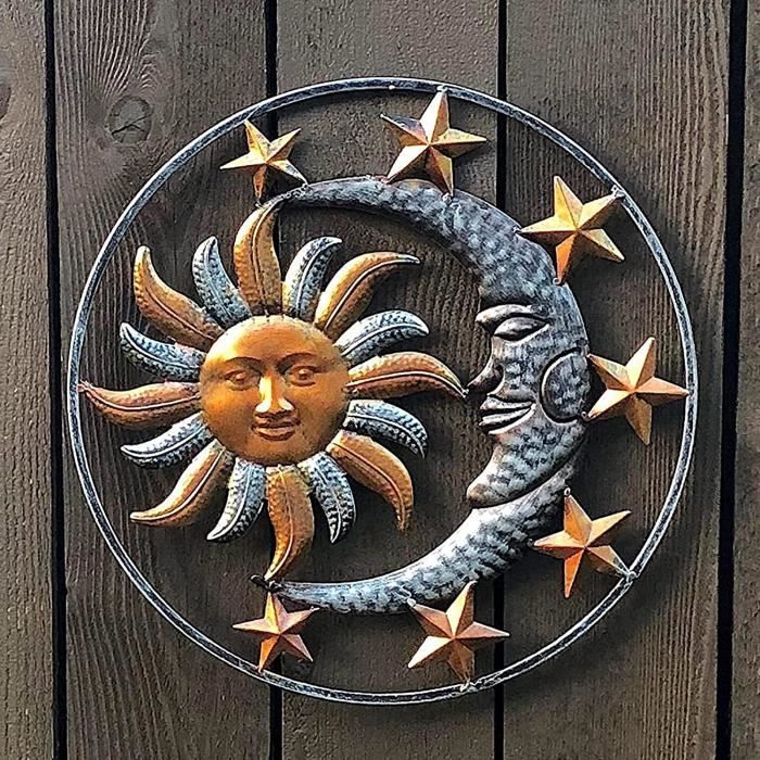 Soleil et Lune Sculpture Murale IcôNes CéLestes de L'Astronomie Jardin  DéCor ExtéRieur Capteur de Soleil