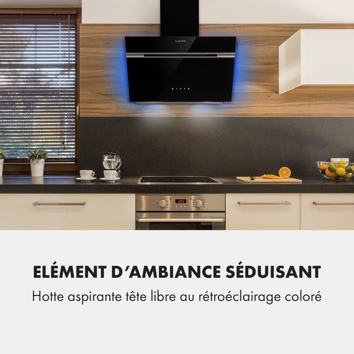 Hotte aspirante cuisine 60 cm - Klarstein Alina - 600m³/h - LED - noir -  Cdiscount Electroménager