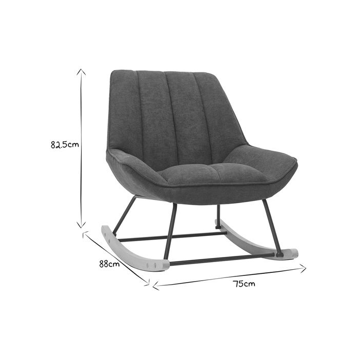 Miliboo - Rocking chair design en tissu effet velours gris foncé, métal ...