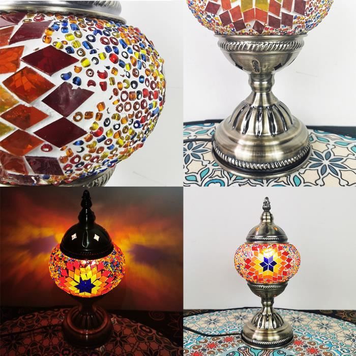 Lampe Mosaïque Orientale Turque | Faite Main | Multi-Couleur | Modèle Arc | Lampe De Table 42 Cm | Éclairage Déco Authentique - 12