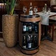 Creative Cooper Tonneau En Bois Armoire Bar Meuble Rangement Bouteille Alcool Casier à Vin et Boissons Minibar 80cm Wengé-3
