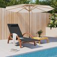 Bains de soleil - Chaise longue avec coussin gris textilène-bois massif peuplier - SALALIS - SP0230-3