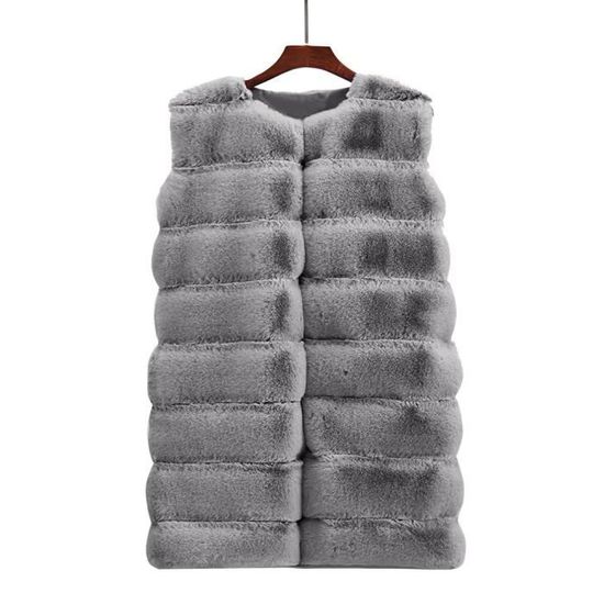 Gilet long en fausse fourrure pour femmes gilet sans manches gilet plus  chaud veste manteau Outwear zhufuwme gris Gris - Cdiscount Prêt-à-Porter