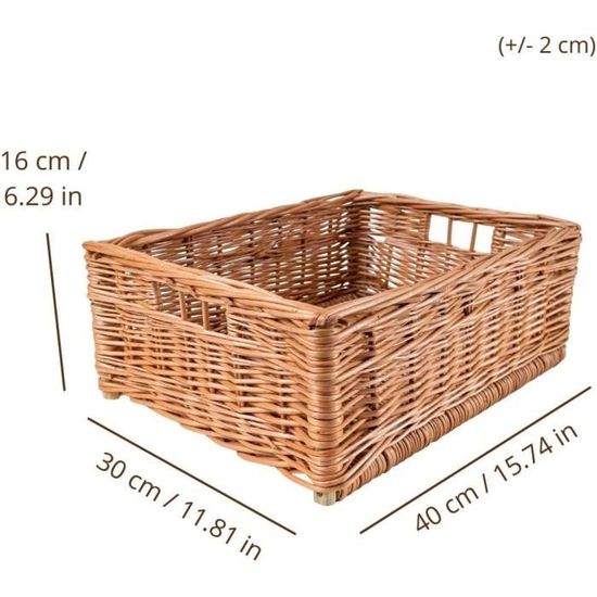 Grand Panier En Osier Ancien – 57x31x27cm – Idéal Pour Fruits Ou Déco