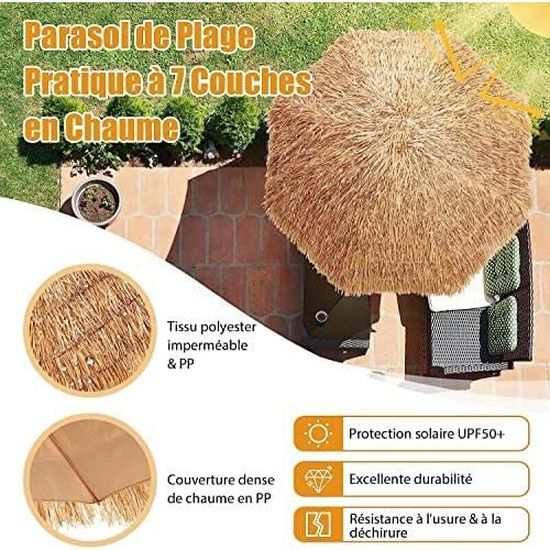 Parasol Tiki Hawaïen En Chaume De 175 Cm - Pour Terrasse - Hauteur 194 Cm - Neuf Avec étiquettes
