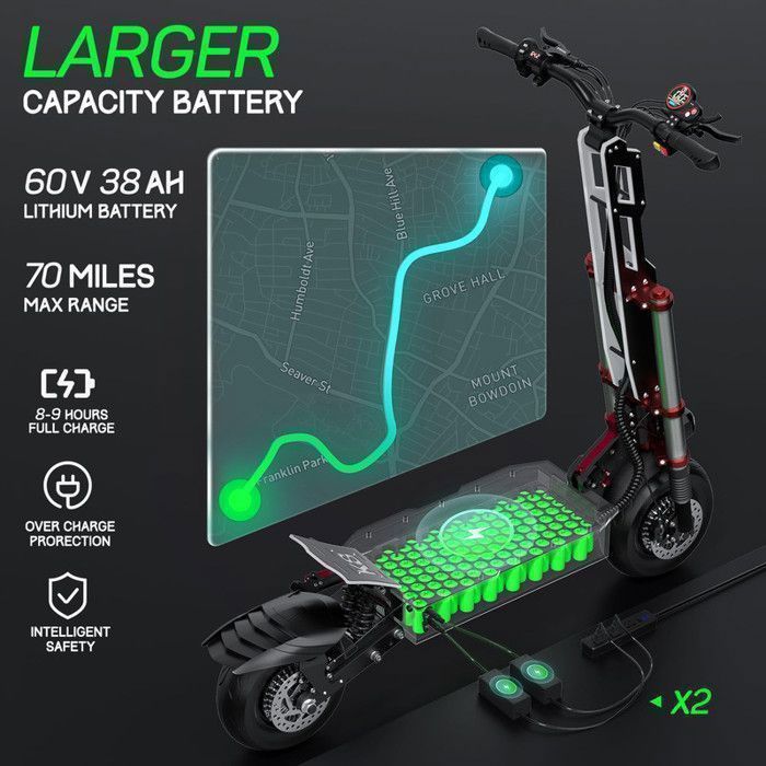 Puissant et élégant trottinette électrique 6000w 2 pour des trajets quotidiens sans effort