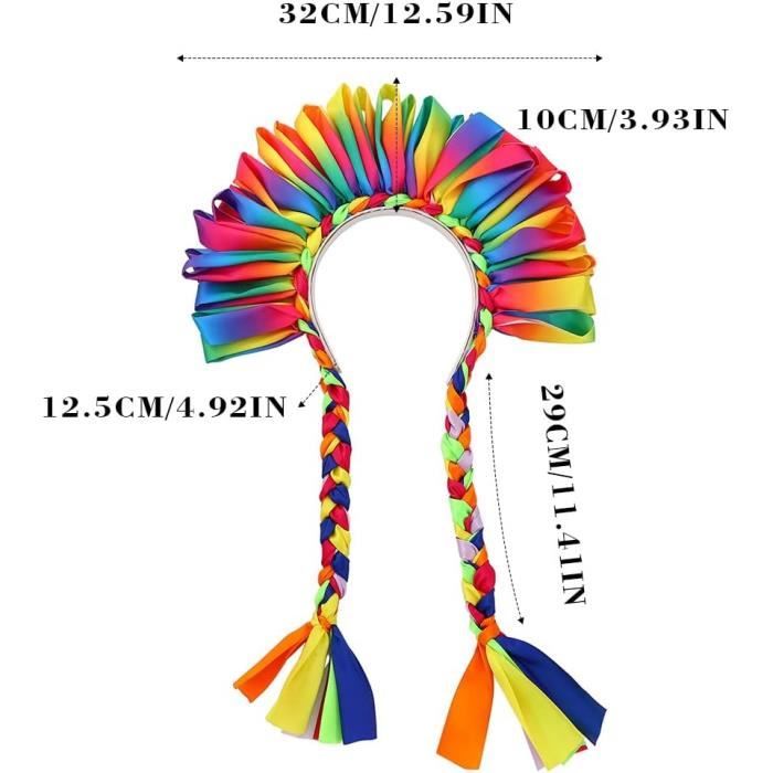Bandeau Plumes Arc-en-ciel 24x22cm - Accessoire Carnaval Fête Déguisement