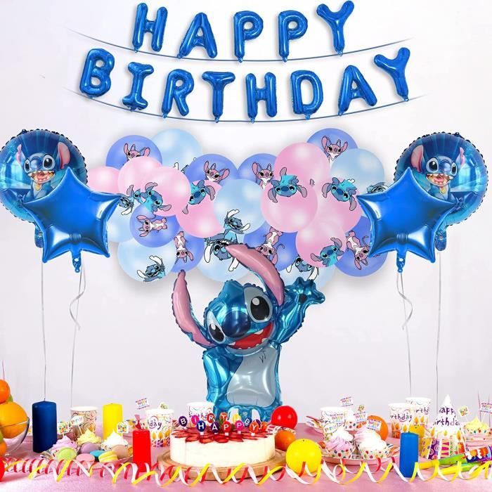 Miotlsy Lilo and Stitch Décorations de fête, stitch fête ballons, de fête d' anniversaire Les décorations de fête d'anniversaire, comprennent des  bannières, ballons de fête d'anniversaire : : Cuisine et Maison