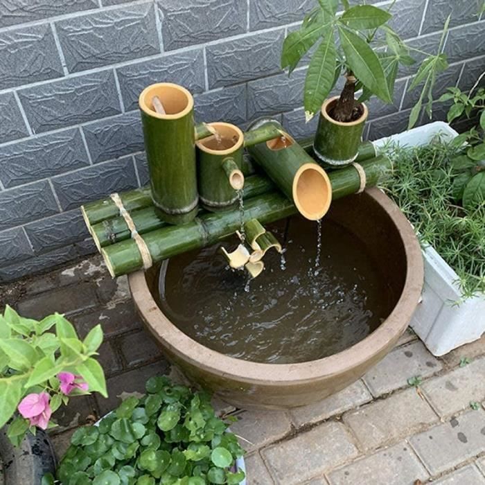 Décoration de Fontaine en Bambou Fontaine en Bambou Caractéristique de  l'eau Décoration de Jardin Gargouille avec Pompe Cascade[424] - Cdiscount  Jardin