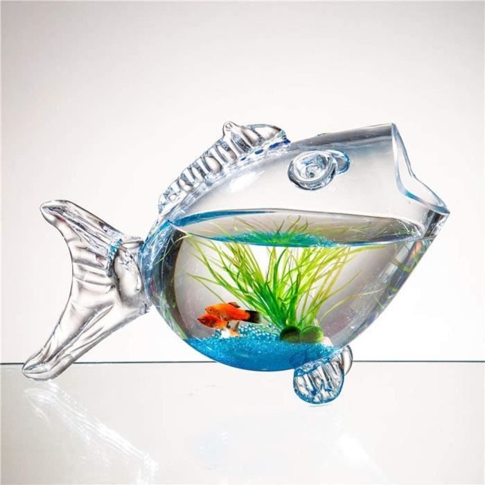 Aquarium,Aquarium de poisson rouge rond de luxe, petit Aquarium écologique  en verre Ultra blanc, décor créatif pour la - Type C