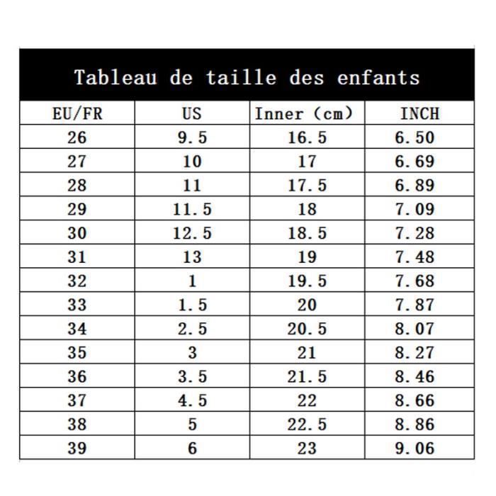 Taille chaussure sales enfant 7 ans