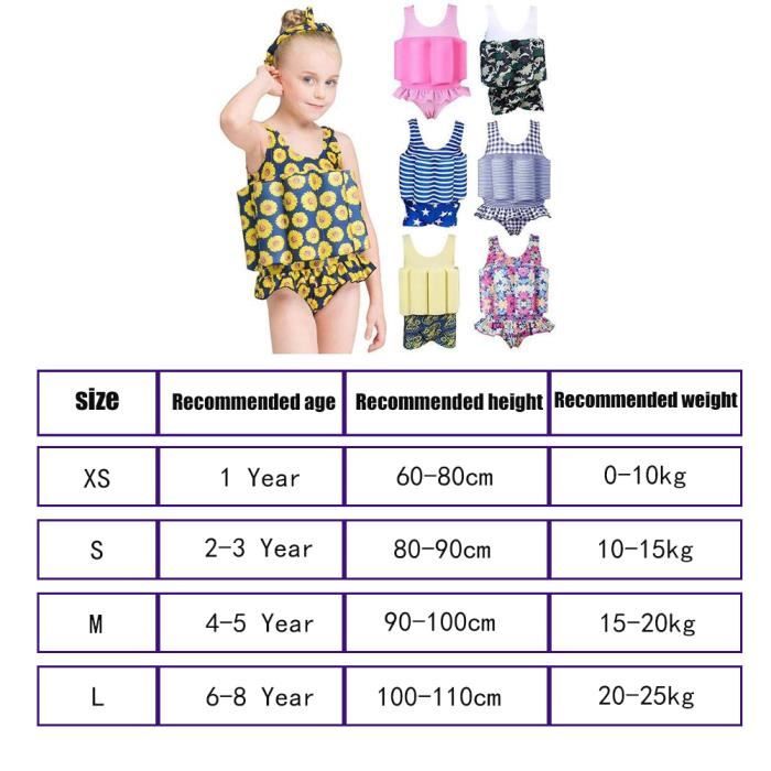 Maillot De Bain 3 Pièces Fille - Imprimé Floral, Taille 38 (6-14 Ans Environ)