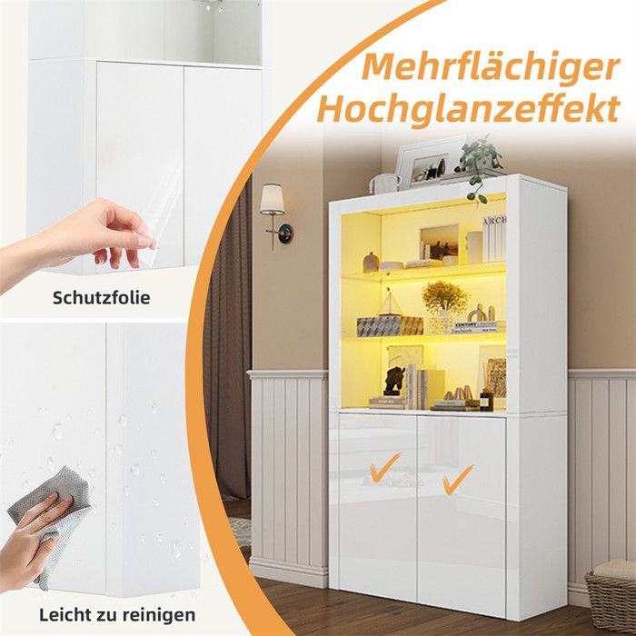 erax Vitrine avec luières LED - Vitrine en verre avec beaucoup d'espace de rangeent - Aroire