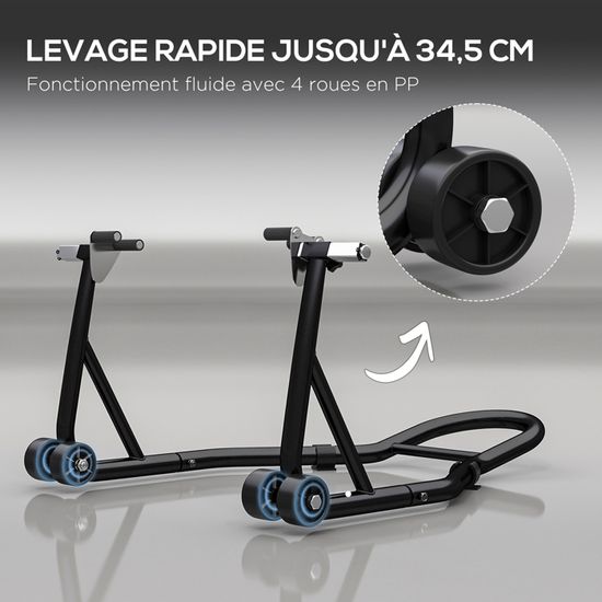 Béquille Arrière Moto Réglable Jusqu'à 300 Kg – Support De Levage Stable Et Robuste
