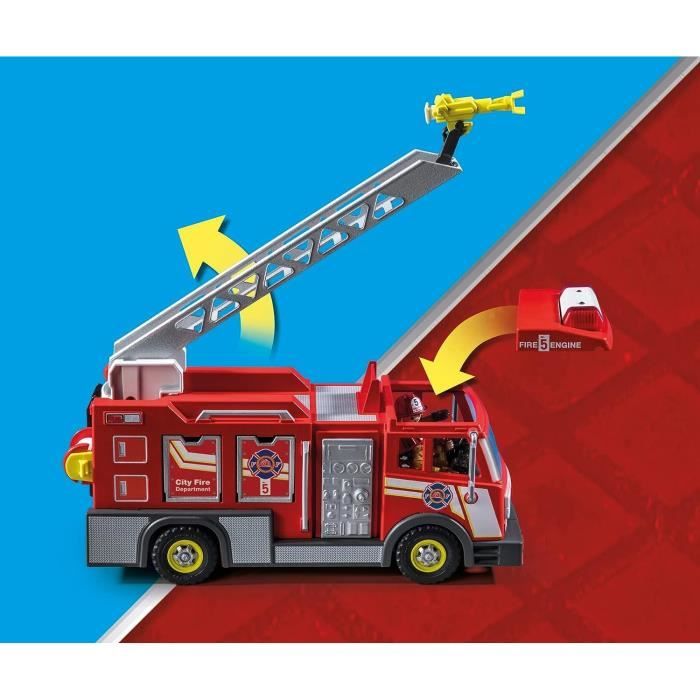 PLAYMOBIL - 71233 - City Action - Camion de pompiers avec grande