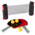 Set de ping-pong - COLOR BABY - raquettes et filet rétractable - pour enfants à partir de 8 ans-0