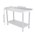 1Pcs Double couche en acier inoxydable Table de travail de cuisine Table de travail Bureau 122 * 61 * 85cm HB024Nouvelle Arrive Y-0