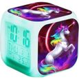 BS08042-2019 réveils licorne dessin animé enfants réveil enfant 7 couleur changeante LED veilleuse horloges - Type No 4-0
