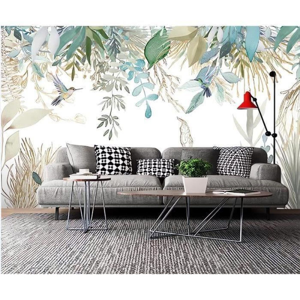 Papier Peint Panoramique 3D Plantes Tropicales Feuilles Fond De Fleurs ...